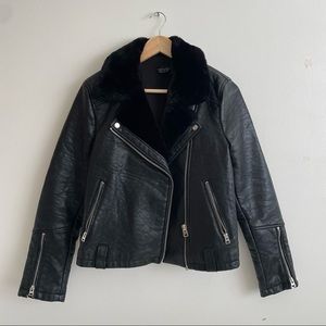 Topshop vegan leather jacket in black